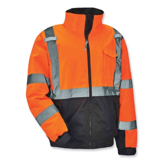 Picture of GloWear 8377 Class 3 Hi-Vis Quilted Bomber Jacket, Orange, 3X-Large, Ships in 1-3 Business Days