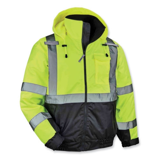 Picture of GloWear 8377 Class 3 Hi-Vis Quilted Bomber Jacket, Lime, 2X-Large, Ships in 1-3 Business Days