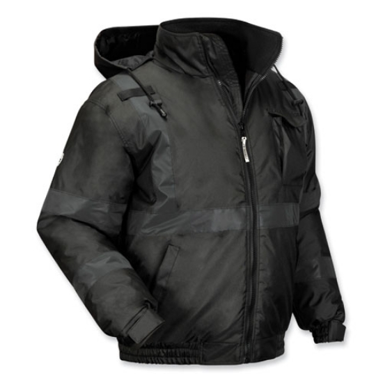 Picture of GloWear 8377EV Non-Certified Hi-Vis Quilted Bomber Jacket, Black, 5X-Large, Ships in 1-3 Business Days