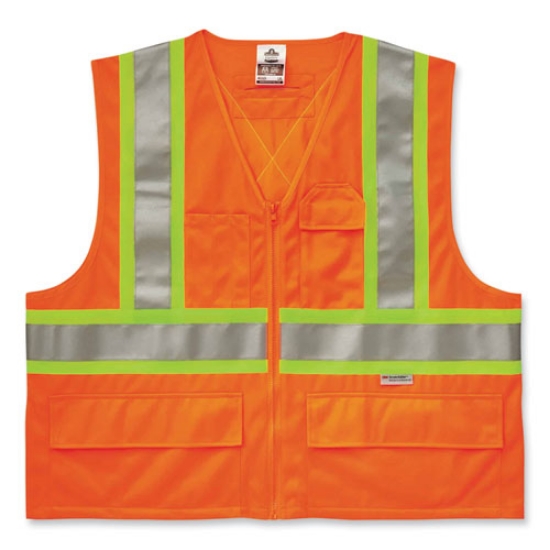 Picture of GloWear 8235ZX Class 2 Two-Tone X-Back Vest, Polyester, 2X-Large/3X-Large, Orange, Ships in 1-3 Business Days