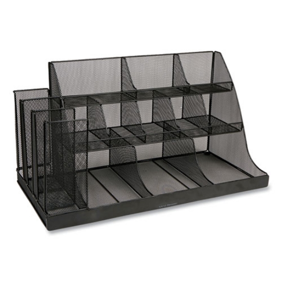 Picture of Network Collection 14-Compartment Coffee Cup and Condiment Countertop Organizer, 11.61 x 23.9 x 12.76, Black
