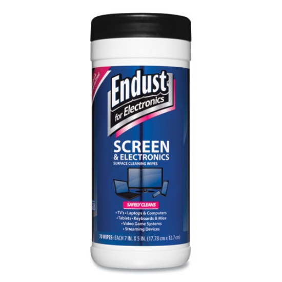 Picture of Antistatic Cleaning Wipes, Premoistened, 5 x 7, Clean Scent, White, 70/Canister