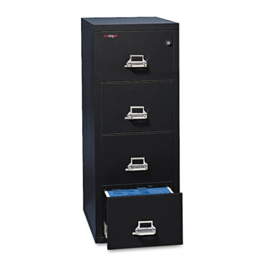 Picture of Insulated Vertical File, 1-Hour Fire Protection, 4 Legal-Size File Drawers, Black, 20.81" X 31.56" X 52.75"