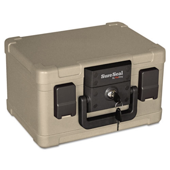 Picture of Fire And Waterproof Chest, 0.15 Cu Ft, 12.2w X 9.8d X 7.3h, Taupe