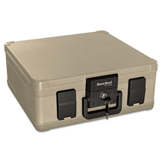 Picture of Fire And Waterproof Chest, 0.27 Cu Ft, 15.9w X 12.4d X 6.5h, Taupe