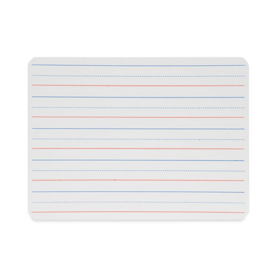Picture of magnetic two-sided red and blue ruled dry erase board, 12 x 9, ruled white front/unruled white back, 12/pack