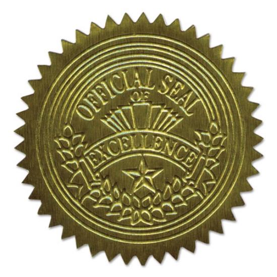 Picture of Self-Adhesive Embossed Seals, 2" dia, Gold, 20/Sheet, 5 Sheets/Pack