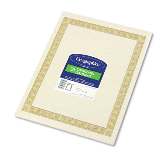 Picture of Archival Quality Parchment Paper Certificates, 11 X 8.5, Horizontal Orientation, Natural With White Diplomat Border, 50/pack