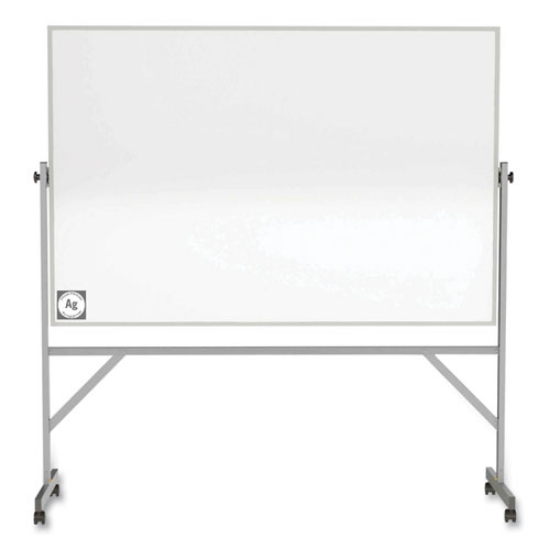 Picture of Reversible Magnetic Hygienic Porcelain Whiteboard, Satin Aluminum Frame/Stand, 96 x 48, White Surface, Ships in 7-10 Bus Days