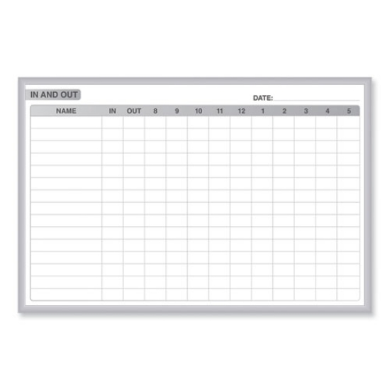Picture of In/Out Magnetic Whiteboard, 48.5 x 36.5, White/Gray Surface, Satin Aluminum Frame, Ships in 7-10 Business Days