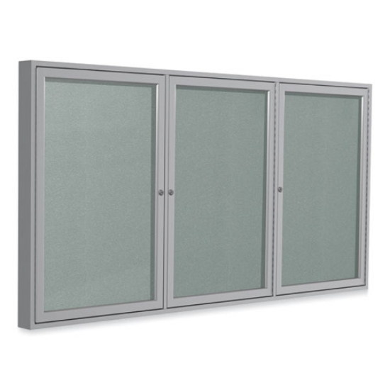 Picture of Enclosed Outdoor Bulletin Board, 72 x 36, Silver Surface, Satin Aluminum Frame, Ships in 7-10 Business Days