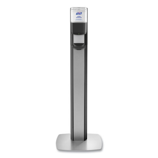 Picture of Messenger Es6 Graphite Panel Floor Stand With Dispenser, 1,200 Ml, 16.75 X 6 X 40, Graphite/silver