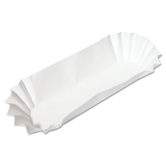 Picture of Fluted Hot Dog Trays, 6 x 2 x 2, White, Paper, 500/Sleeve, 6 Sleeves/Carton