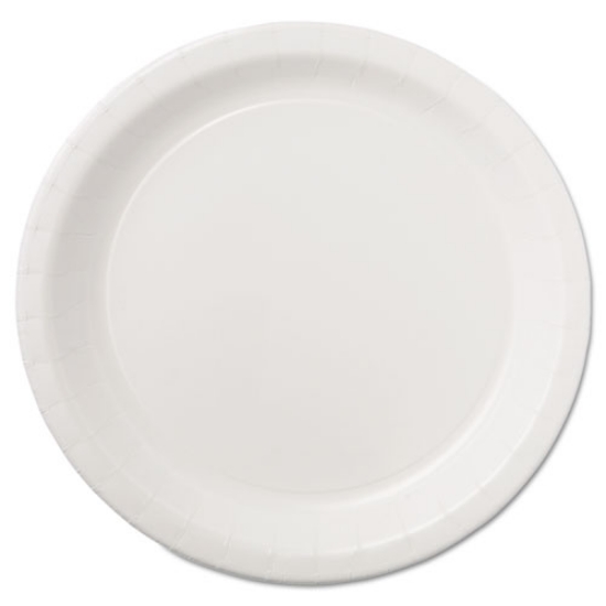 Picture of Coated Paper Dinnerware, Plate, 9" Dia, White, 50/pack, 10 Packs/carton
