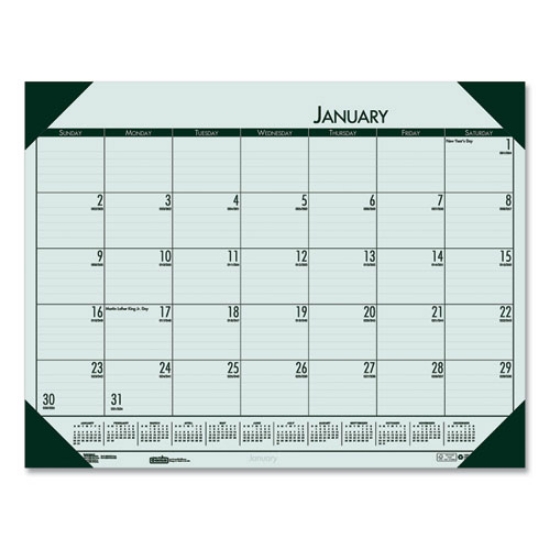 Picture of EcoTones Recycled Monthly Desk Pad Calendar, 22 x 17, Green-Tint/Woodland Green Sheets/Corners, 12-Month (Jan to Dec): 2024