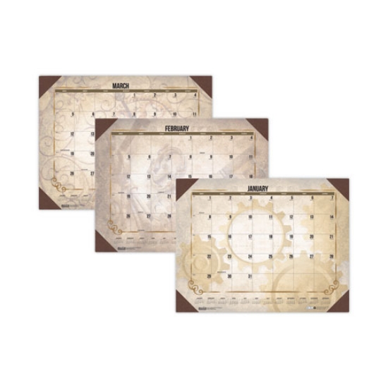 Picture of Recycled Vintage Desk Pad Calendar, Vintage Artwork, 22 x 17, Sepia Sheets, Brown Corners, 12-Month (Jan-Dec): 2024