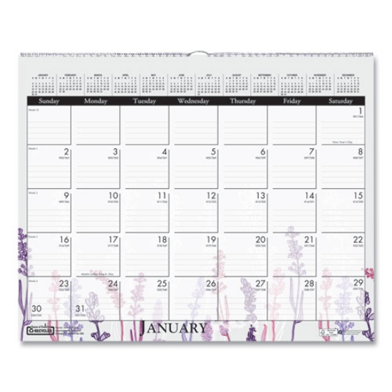 Picture of Recycled Wild Flower Wall Calendar, Wild Flowers Artwork, 15 x 12, White/Multicolor Sheets, 12-Month (Jan to Dec): 2024