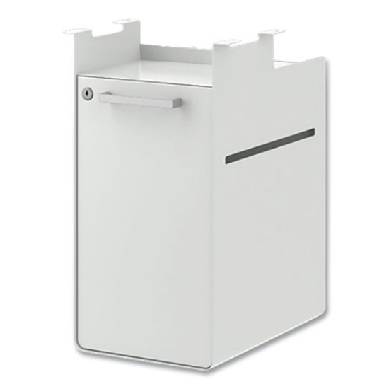 Picture of Fuse Undermount Storage Pedestal, 1 Open Shelf and 1 Cubby, Left/Right Orientation, Designer White, 10" x 14.37" x 20"