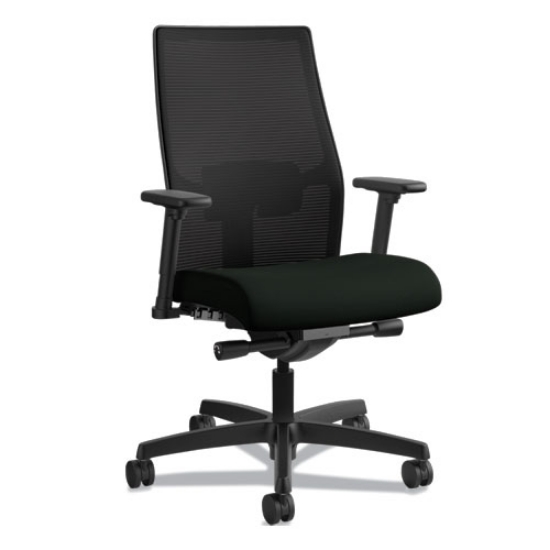 Picture of Ignition 2.0 4-Way Stretch Mid-Back Mesh Task Chair, Adjustable Lumbar Support, Black Seat/Back, Black Base