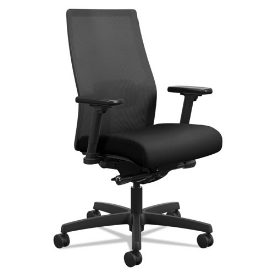 Picture of Ignition 2.0 4-Way Stretch Mid-Back Mesh Task Chair, Adjustable Lumbar Support, Black Seat/Back, Black Base