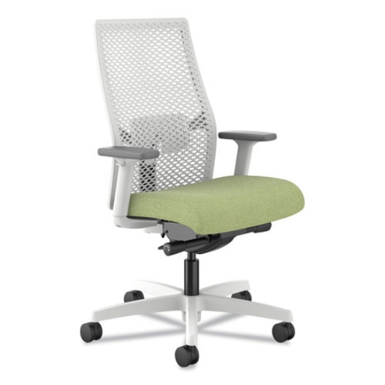 Picture of Ignition 2.0 Reactiv Mid-Back Task Chair, 17.25" to 21.75" Seat Height, Fern Fabric Seat, Designer White Back, White Base