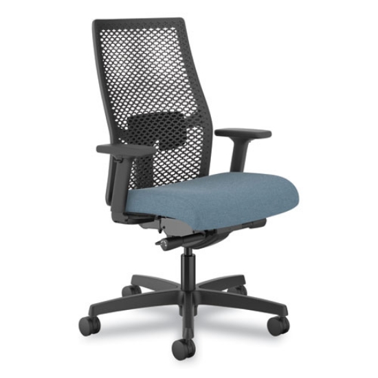 Picture of Ignition 2.0 Reactiv Mid-Back Task Chair, 17.25" to 21.75" Seat Height, Blue Fabric Seat, Black Back, Ships in 7-10 Bus Days
