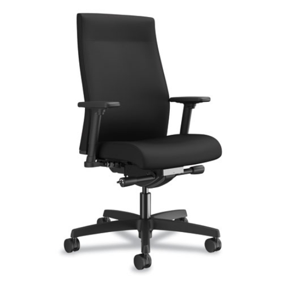 Picture of Ignition 2.0 Upholstered Mid-Back Task Chair With Lumbar, Supports Up To 300 Lb, 17" To 22" Seat Height, Black