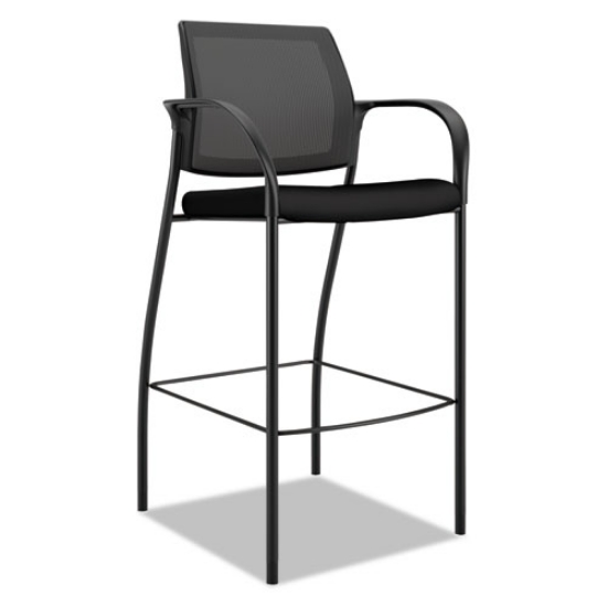 Picture of Ignition 2.0 Ilira-Stretch Mesh Back Cafe Height Stool, Supports Up to 300 lb, 31" High Seat, Black Seat/Back, Black Base