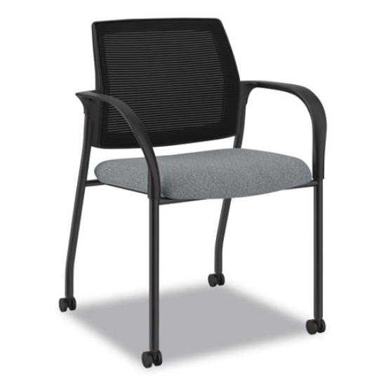 Picture of Ignition Series Mesh Back Mobile Stacking Chair, Fabric Seat, 25 x 21.75 x 33.5, Basalt/Black, Ships in 7-10 Business Days