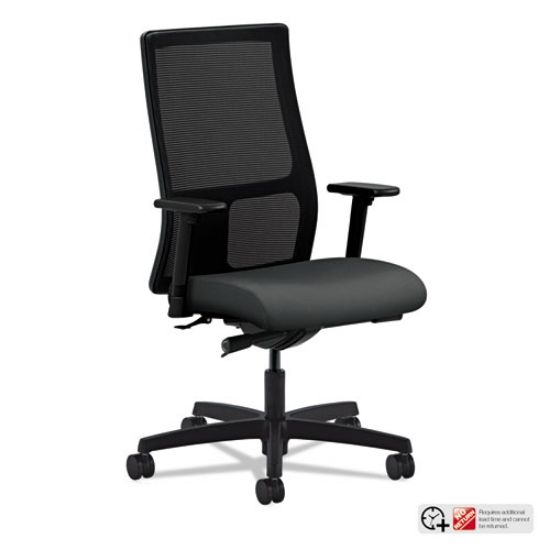 Picture of Ignition Series Mesh Mid-Back Work Chair, Supports Up To 300 Lb, 17.5" To 22" Seat Height, Iron Ore Seat, Black Back/base