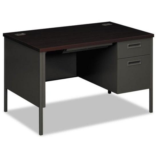 Picture of Metro Classic Series Right Pedestal Desk, 48" X 30" X 29.5", Mahogany/charcoal