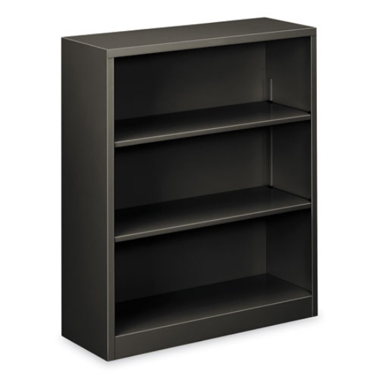 Picture of Metal Bookcase, Three-Shelf, 34.5w x 12.63d x 41h, Charcoal