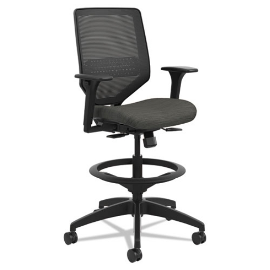 Picture of Solve Series Mesh Back Task Stool, Supports Up To 300 Lb, 23" To 33" Seat Height, Ink Seat/back, Black Base