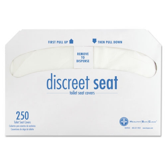 Picture of Discreet Seat Half-Fold Toilet Seat Covers, 14.25 X 16.5, White, 250/pack, 20 Packs/carton