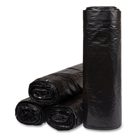 Picture of Low-Density Commercial Can Liners, Coreless Interleaved Roll, 60 gal, 1.2mil, 38" x 58", Black, 10 Bags/Roll, 10 Rolls/Carton
