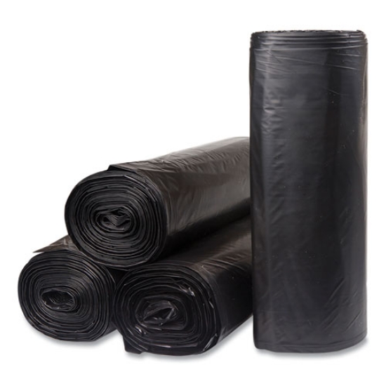 Picture of Low-Density Commercial Can Liners, Coreless Interleaved Roll, 45 gal, 1.2mil, 40" x 46", Black, 10 Bags/Roll, 10 Rolls/Carton