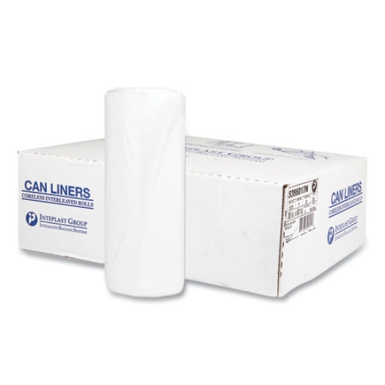 Picture of High-Density Commercial Can Liners, 60 gal, 17 mic, 38" x 60", Clear, 25 Bags/Roll, 8 Interleaved Rolls/Carton