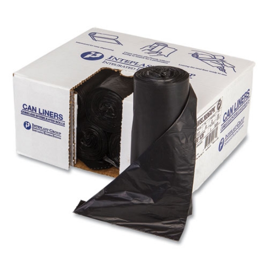 Picture of Low-Density Commercial Can Liners, Coreless Interleaved Roll, 30 gal, 0.9 mil, 30" x 36", Black, 25 Bags/Roll, 8 Rolls/Carton