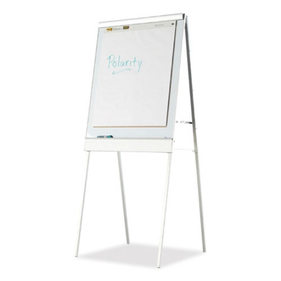 Picture of Polarity Height Adjustable Dry Erase Flipchart Easel, 30 x 20-31 x 50-74 Easel, 30 x 38 Board, White Surface, Silver Frame