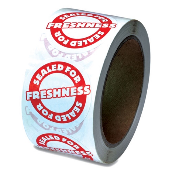 Picture of Tamper Seal Label, 2" Dia, Red/white, 500/roll, 4 Rolls/carton