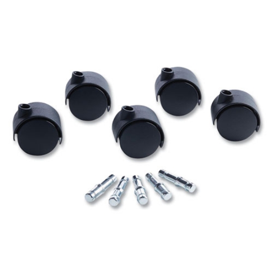 Picture of Deluxe Duet Casters, Grip Ring Type B and Type K Stems, 2" Hard Nylon Wheel, Matte Black, 5/Set