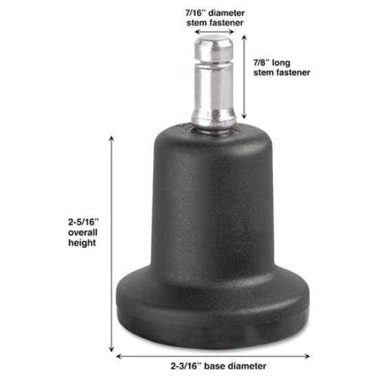 Picture of High Profile Bell Glides, Grip Ring Type B Stem, 2.19" x 2.31" Glide, Matte Black, 5/Set