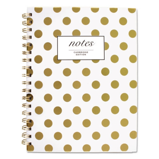 Picture of Gold Dots Hardcover Notebook, 1-Subject, Wide/Legal Rule, White/Gold Cover, (80) 9.5 x 7 Sheets