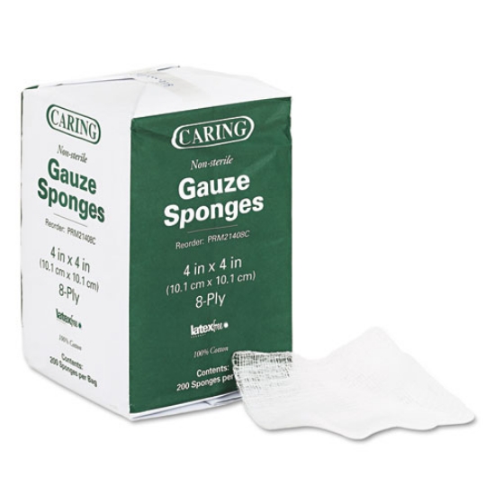 Picture of Caring Woven Gauze Sponges, Non-Sterile, 8-Ply, 4 X 4, 200/pack