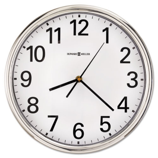 Picture of Hamilton Wall Clock, 12" Overall Diameter, Silver Case, 1 Aa (sold Separately)