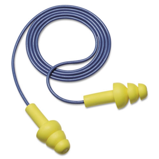 Picture of E-A-R UltraFit Earplugs, Corded, Premolded, Yellow, 100 Pairs