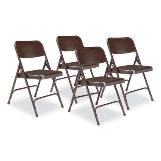 Picture of 200 Series Premium All-Steel Double Hinge Folding Chair, Supports 500 lb, 17.25" Seat Ht, Brown, 4/CT, Ships in 1-3 Bus Days