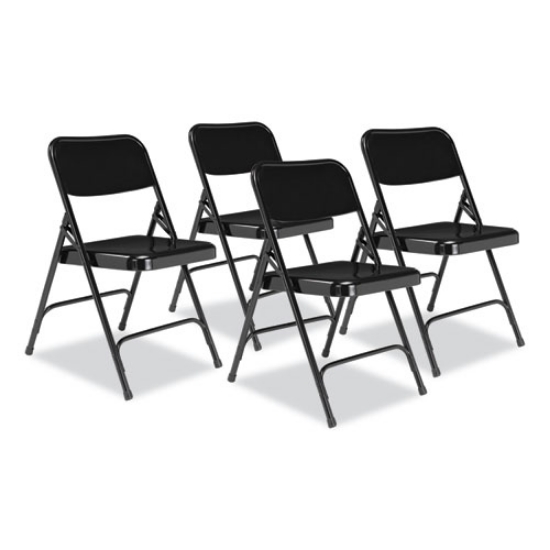 Picture of 200 Series Premium All-Steel Double Hinge Folding Chair, Supports 500 lb, 17.25" Seat Ht, Black, 4/CT, Ships in 1-3 Bus Days