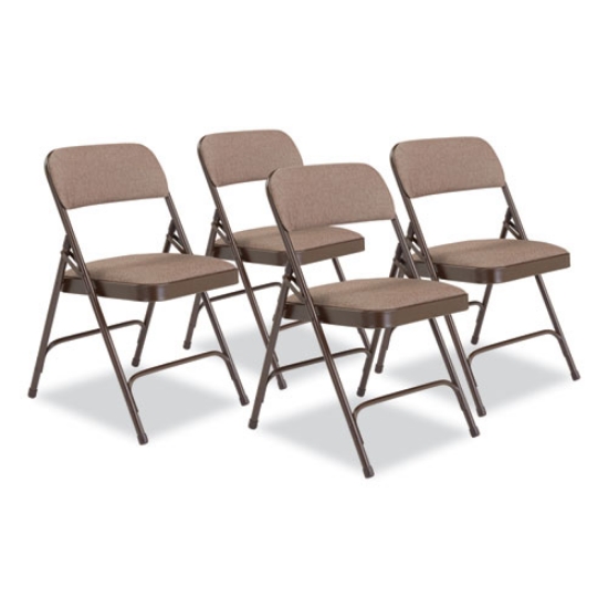 Picture of 2200 Series Fabric Dual-Hinge Premium Folding Chair, Supports 500 lb, Walnut Seat/Back, Brown Base,4/CT,Ships in 1-3 Bus Days