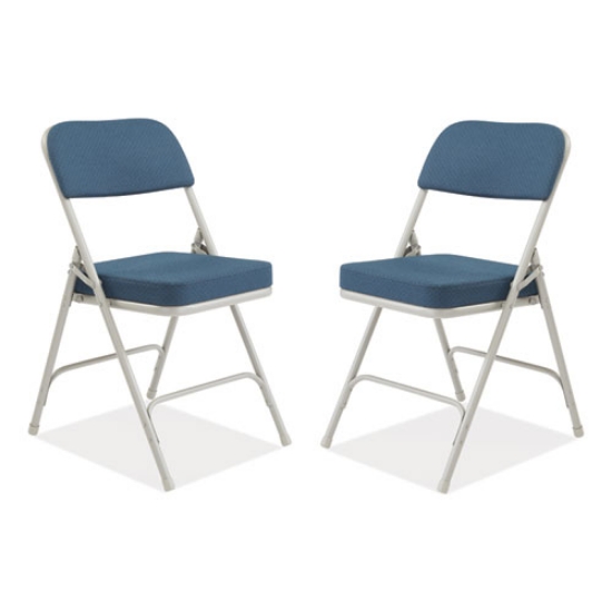 Picture of 3200 Series Fabric Dual-Hinge Folding Chair, Supports 300 lb, Regal Blue Seat/Back, Gray Base, 2/CT, Ships in 1-3 Bus Days